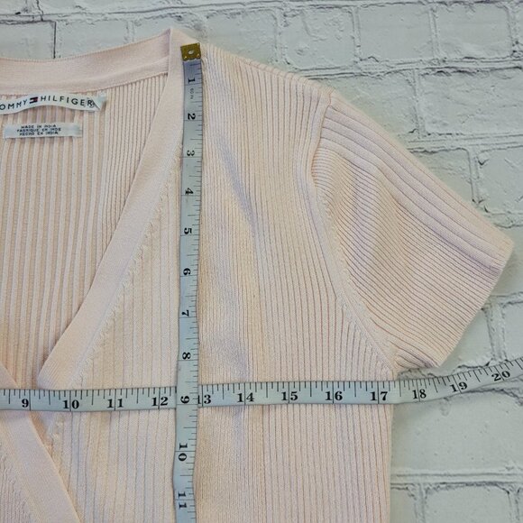 Tommy Hilfiger Woman’s Light pink wrap short sleeve knit top size S - Picture 3 of 11